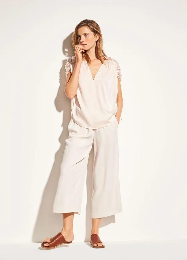 Vince - Ruched Stretch Silk V-Neck in Rosewater