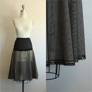 Vintage 1950s Black Crinoline with Beige Tulle Inside
