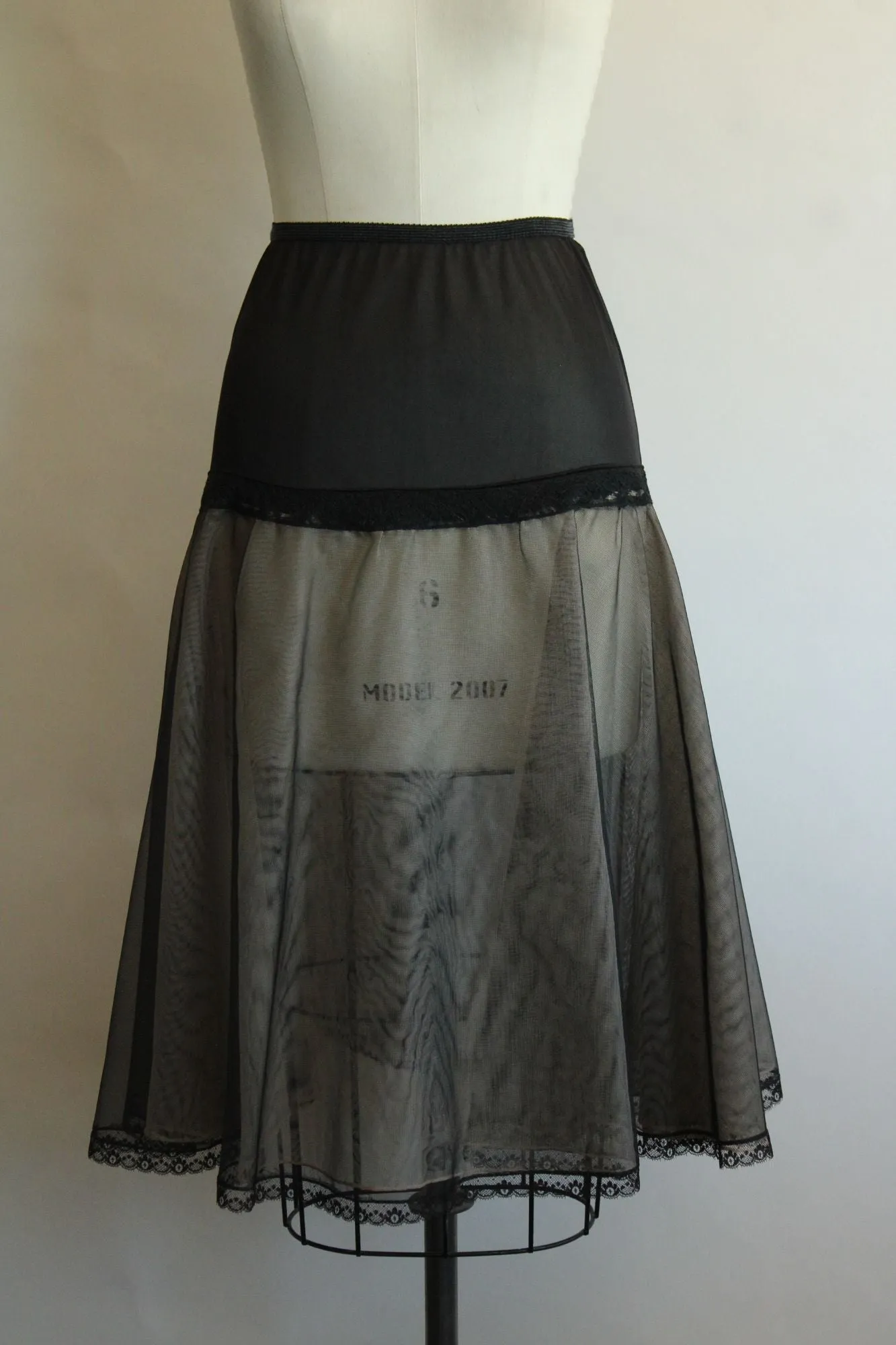 Vintage 1950s Black Crinoline with Beige Tulle Inside