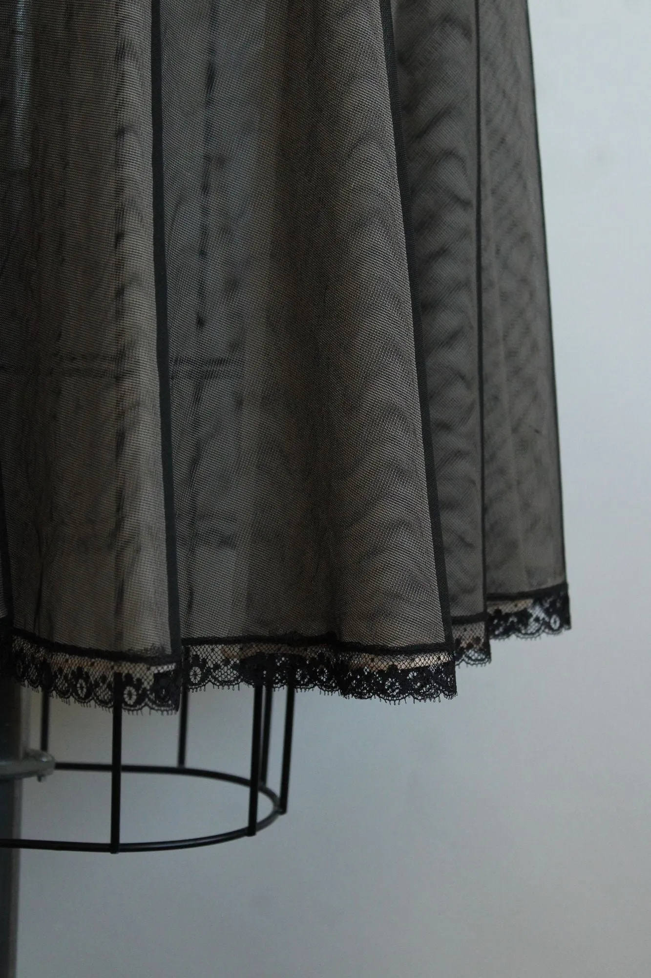 Vintage 1950s Black Crinoline with Beige Tulle Inside