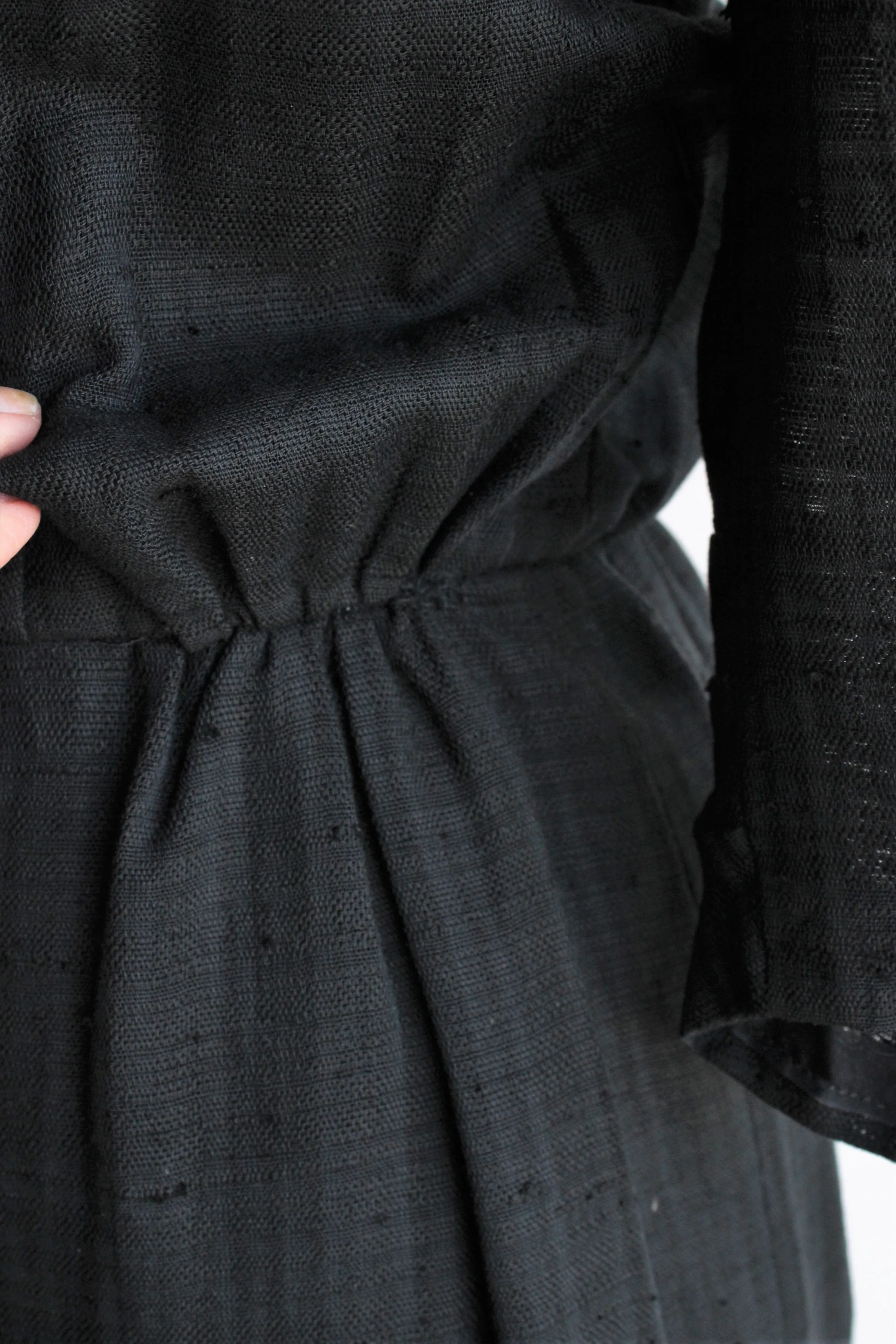 Vintage 1960s Black Sheath Dress with Button Back