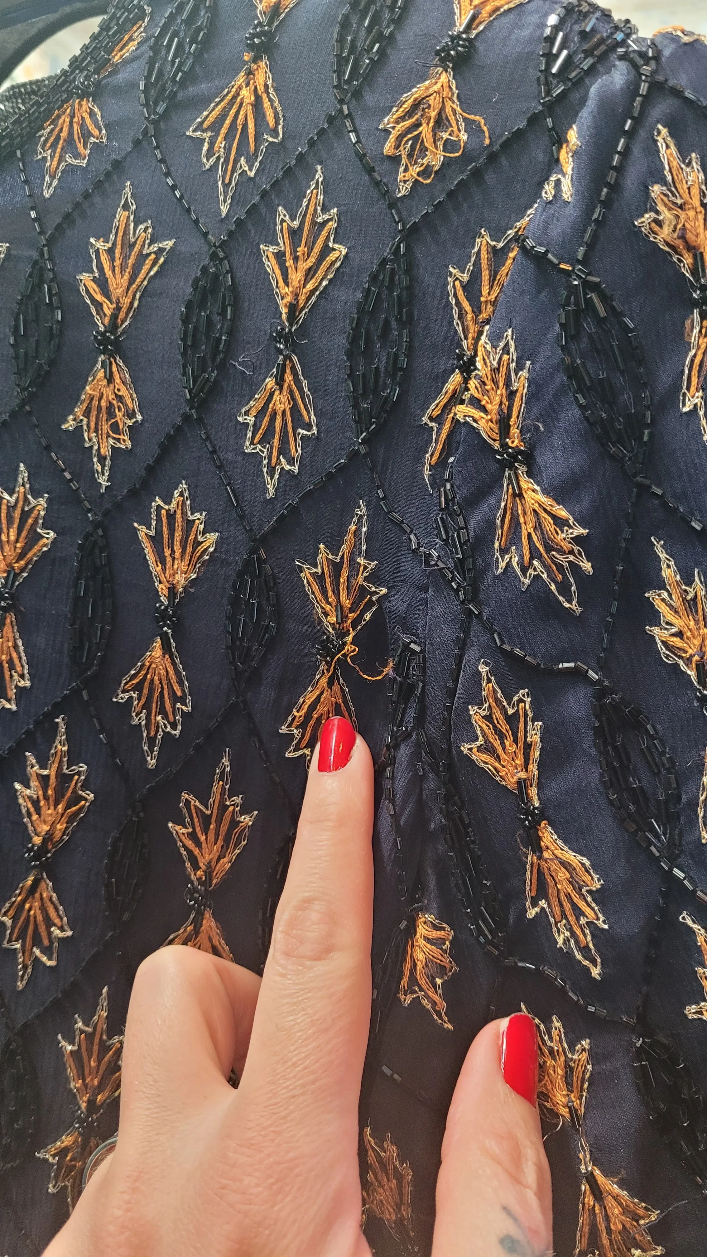Vintage 90s Navy Beaded Top