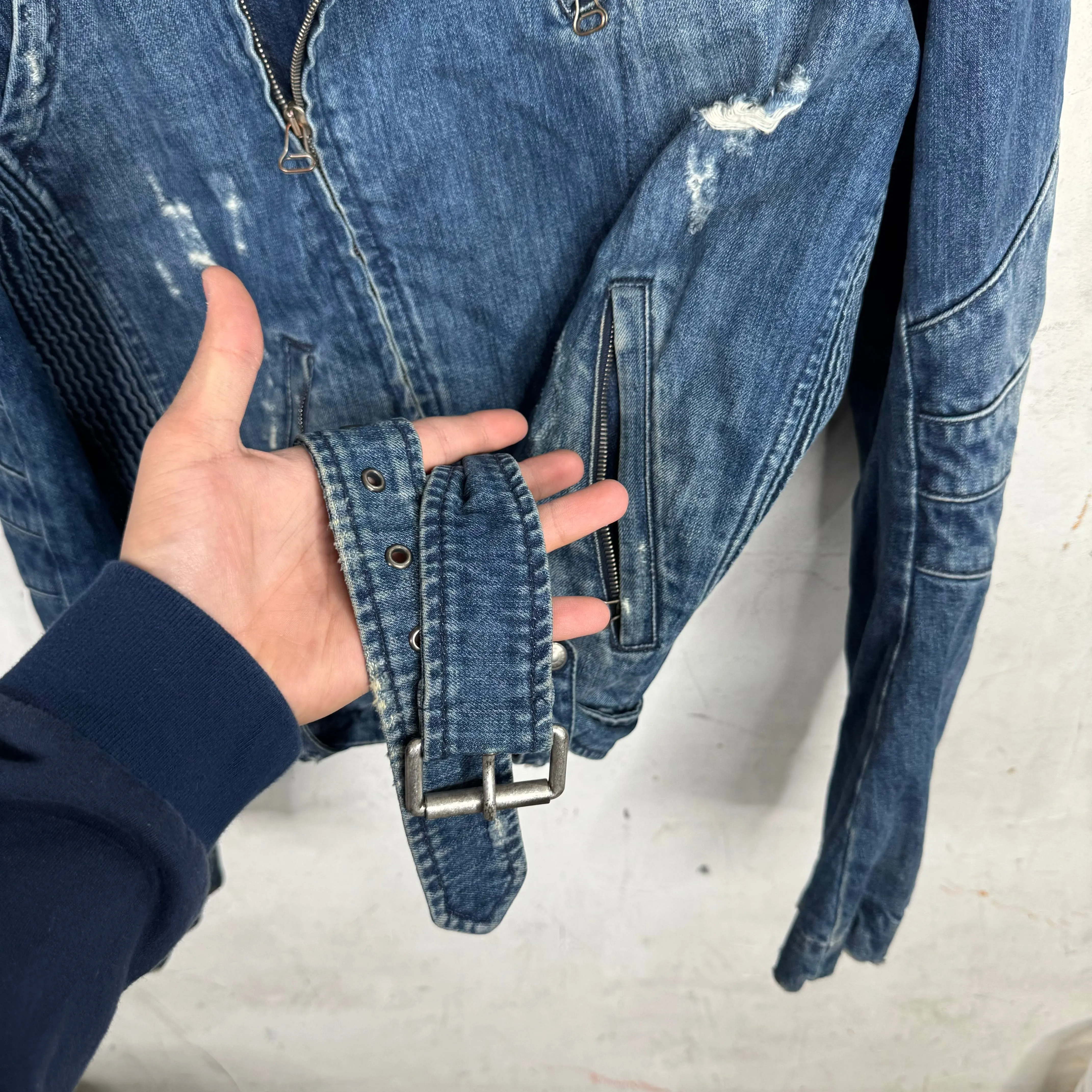 Vintage Balmain Denim Biker Jacket