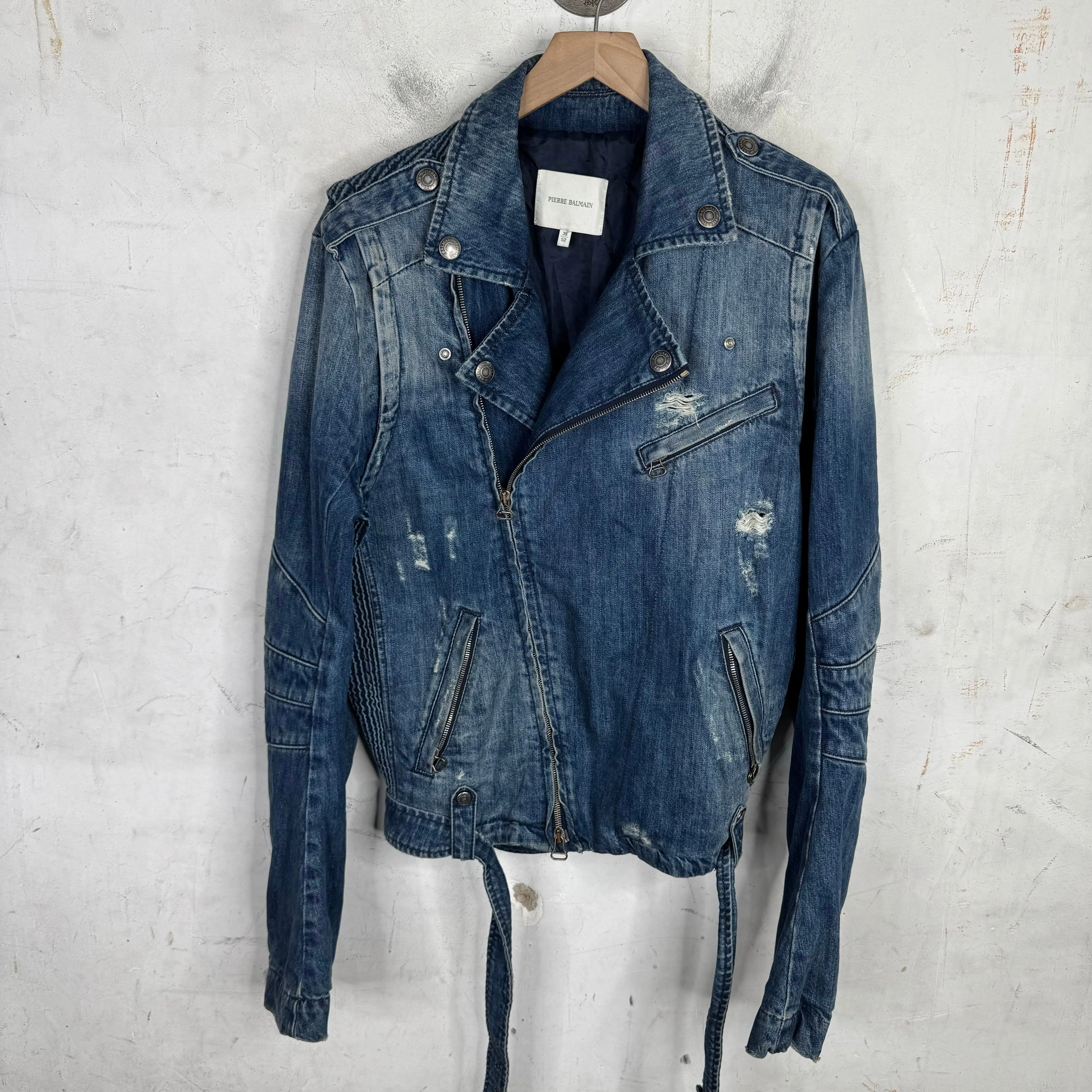 Vintage Balmain Denim Biker Jacket