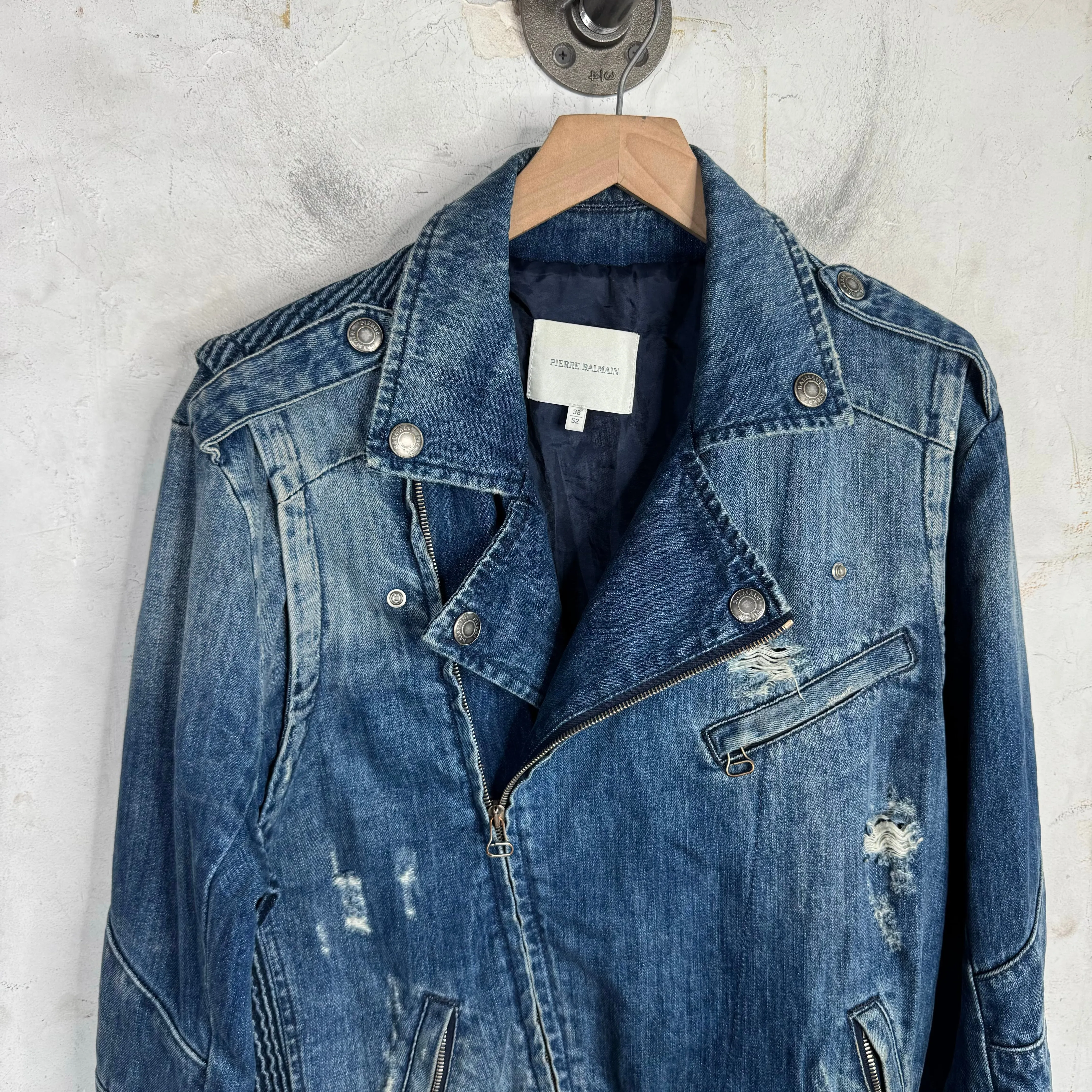 Vintage Balmain Denim Biker Jacket