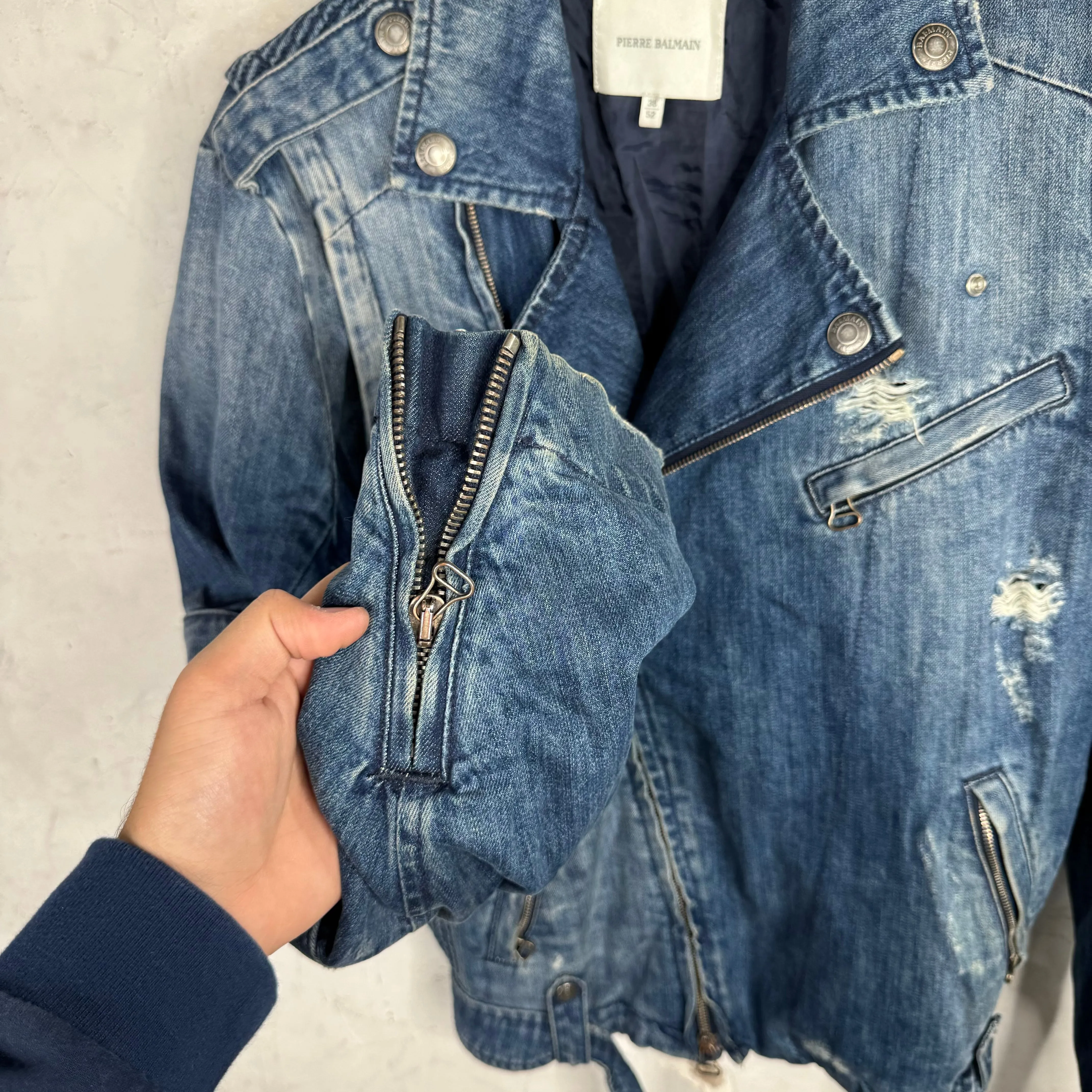 Vintage Balmain Denim Biker Jacket