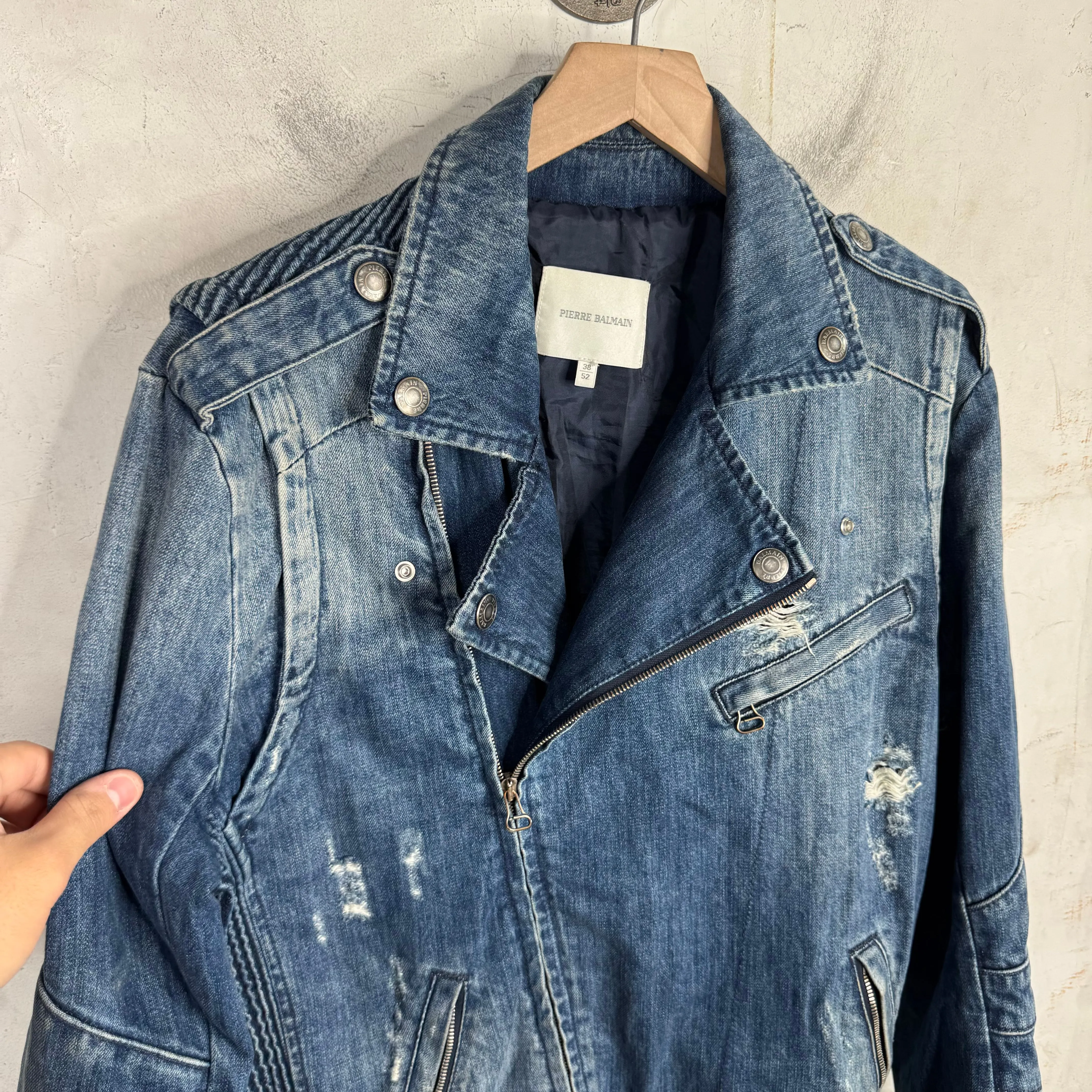 Vintage Balmain Denim Biker Jacket