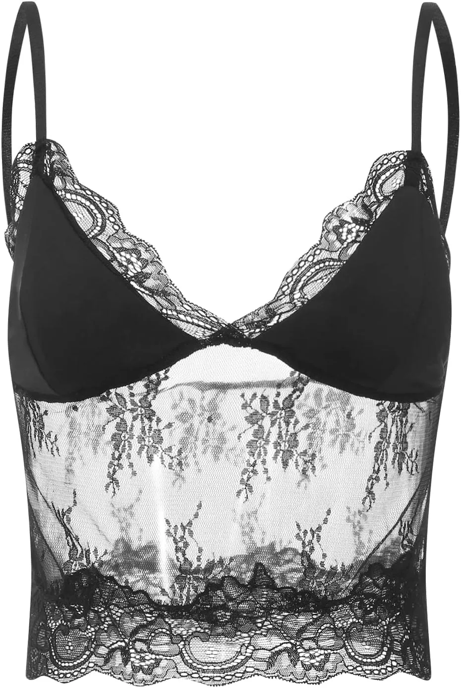 Women Y2k Spaghetti Strap Camisole Crop Top Mesh See Through Slim Fit Tank Top Going Out Shirt Vest Tops Streetwear