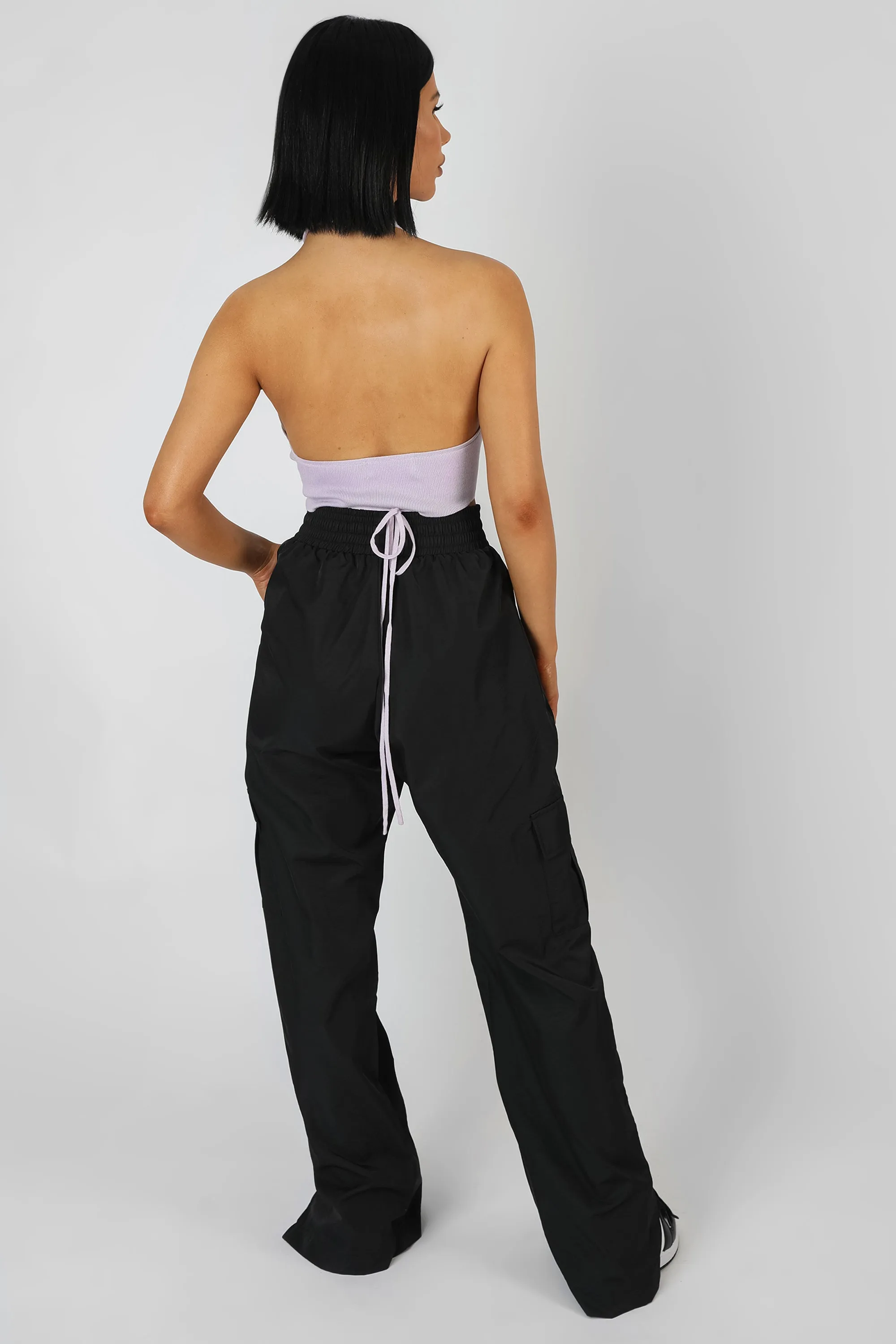 Wrap Front Halter Crop Top Lilac