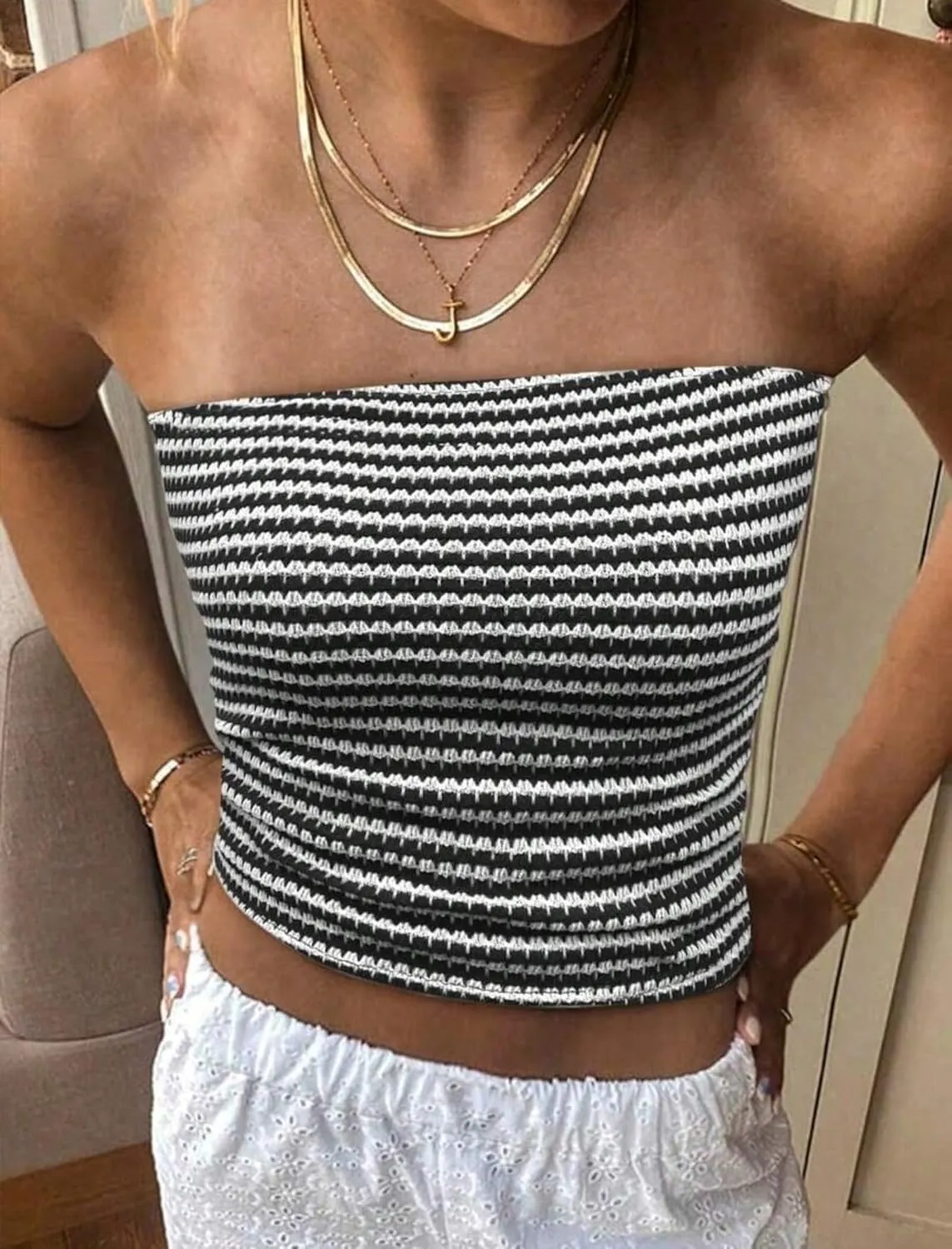 ZAFUL Women Satin Strapless Tube Tops Side Split Sleeveless Backless Bandeau Top Going Out Bustier Tops Silk Tank Top