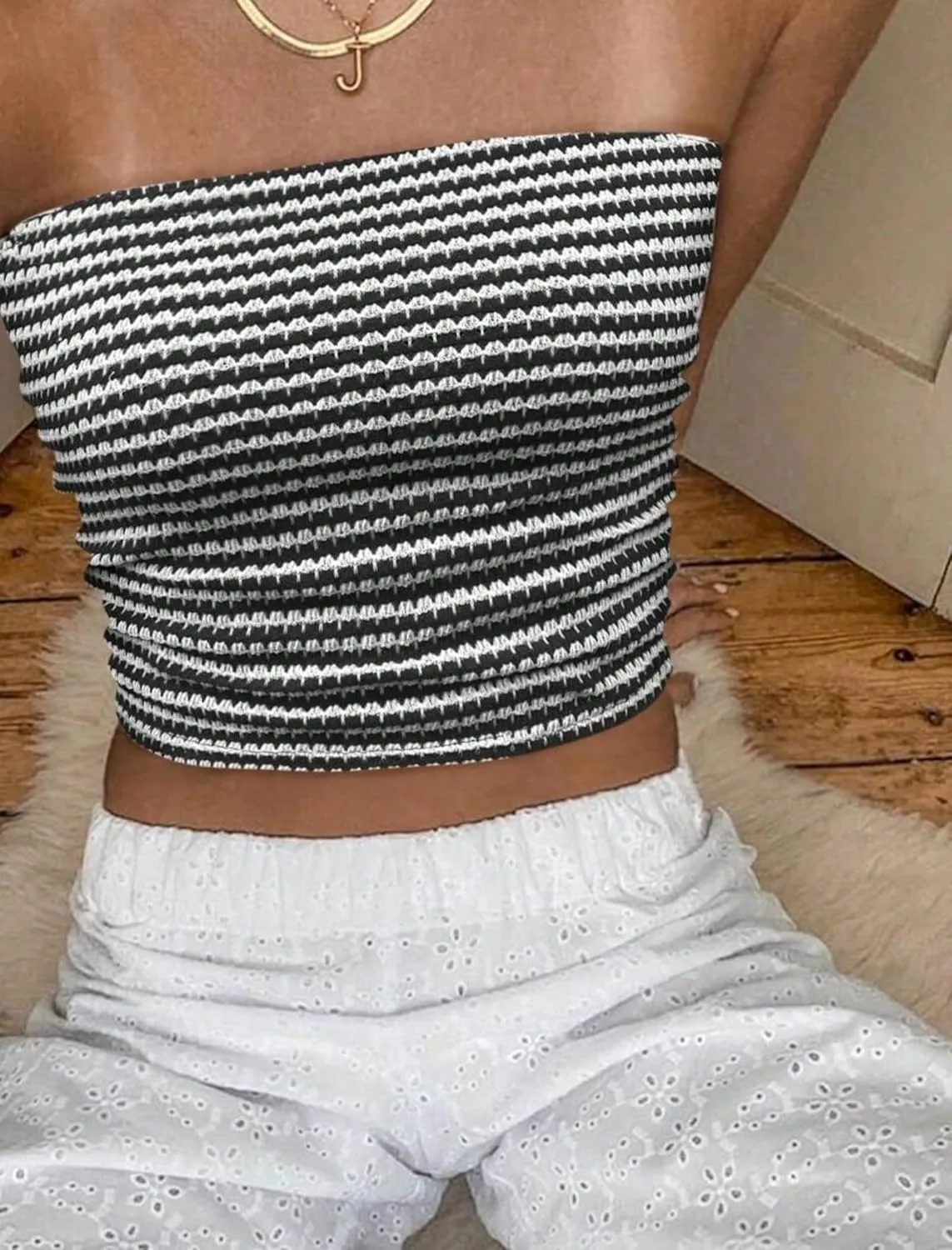 ZAFUL Women Satin Strapless Tube Tops Side Split Sleeveless Backless Bandeau Top Going Out Bustier Tops Silk Tank Top