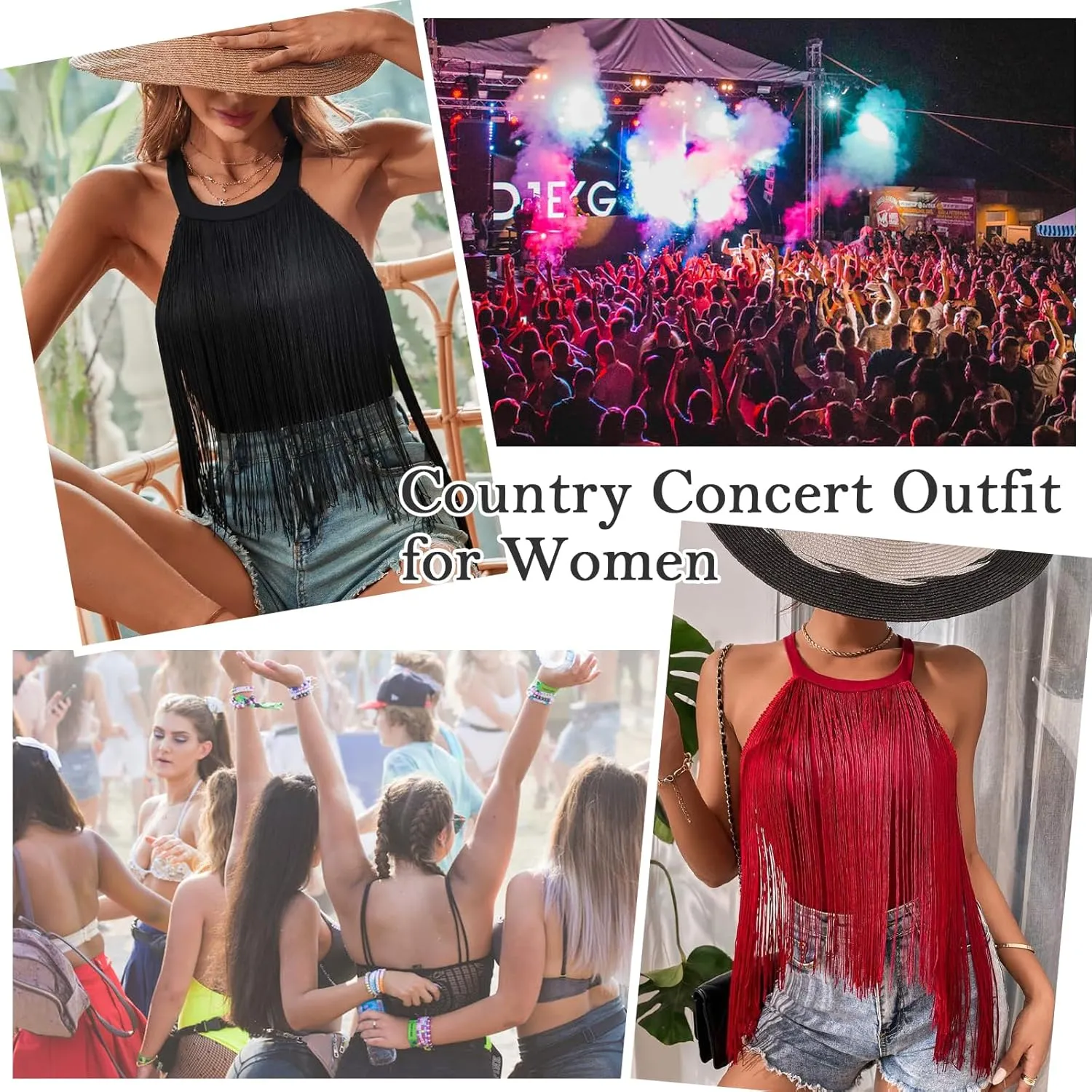 Zando Women's Fringe Top Bodysuit Sleeveless Top for Women Country Concert Outfit Nashville Cowgirl Outfit