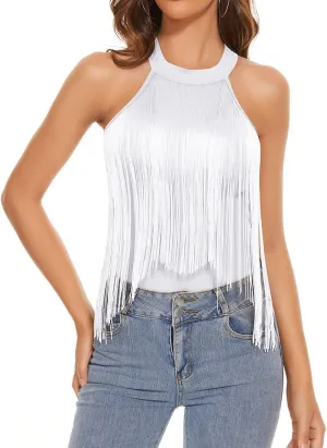 Zando Women's Fringe Top Bodysuit Sleeveless Top for Women Country Concert Outfit Nashville Cowgirl Outfit