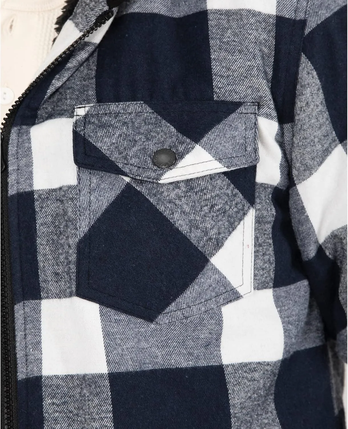 ZENTHACE Mens Sherpa Lined Flannel Shirt Jacket with Hood,Plaid Shirt-Jac,all Sherpa Lining